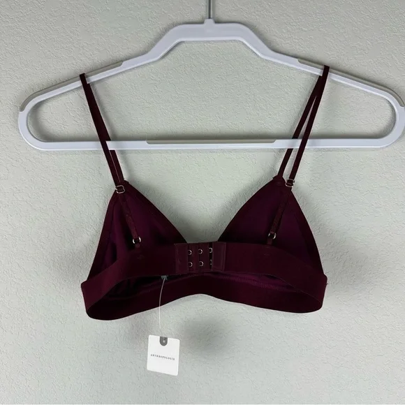 NEW Anthropologie Dark Red Velvet Triangle Bra and Brief Set Size XXS - Picture 3 of 11